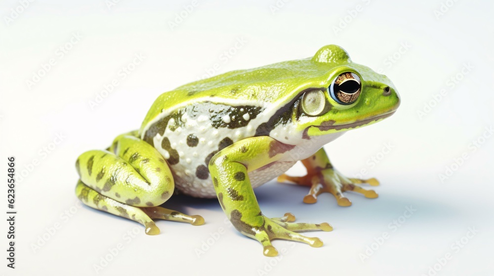 Realistic illustration of green frog on a white background Realistic illustration of green frog on a white background