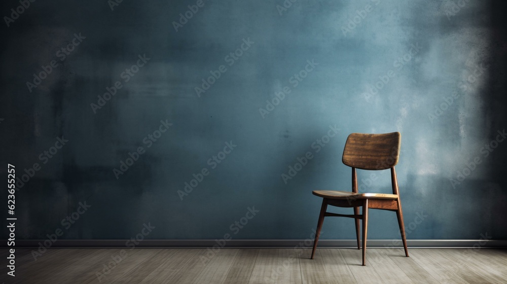 Wooden chair in the room with plain wall Wooden chair in the room with plain wall