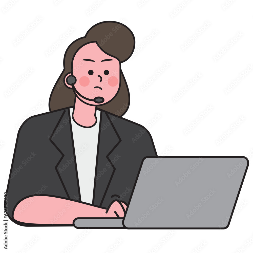 Female call center talk to customer service Female call center talk to customer service