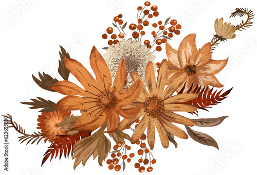 Autumn floral digitally painted illustration