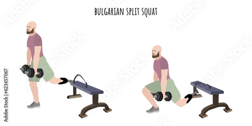 Man with a prosthetic leg doing split squat
