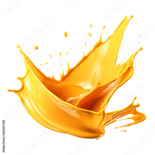 mango with dynamic mango lasse juice splash on transparent background Remove png created with Generative AI, Clipping Path photo