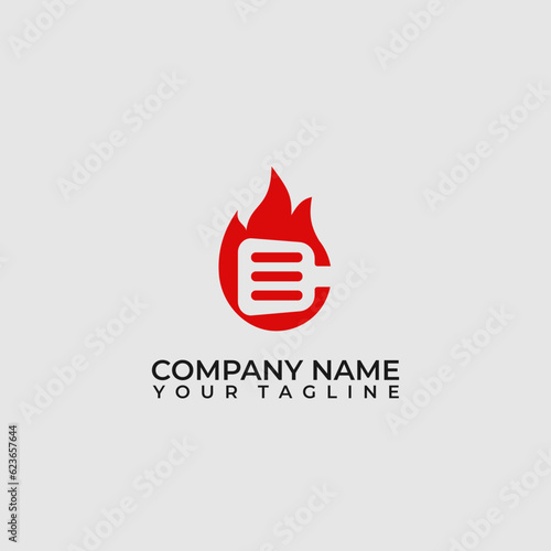 The flat logo includes a fire symbol with a spatula as negative space.