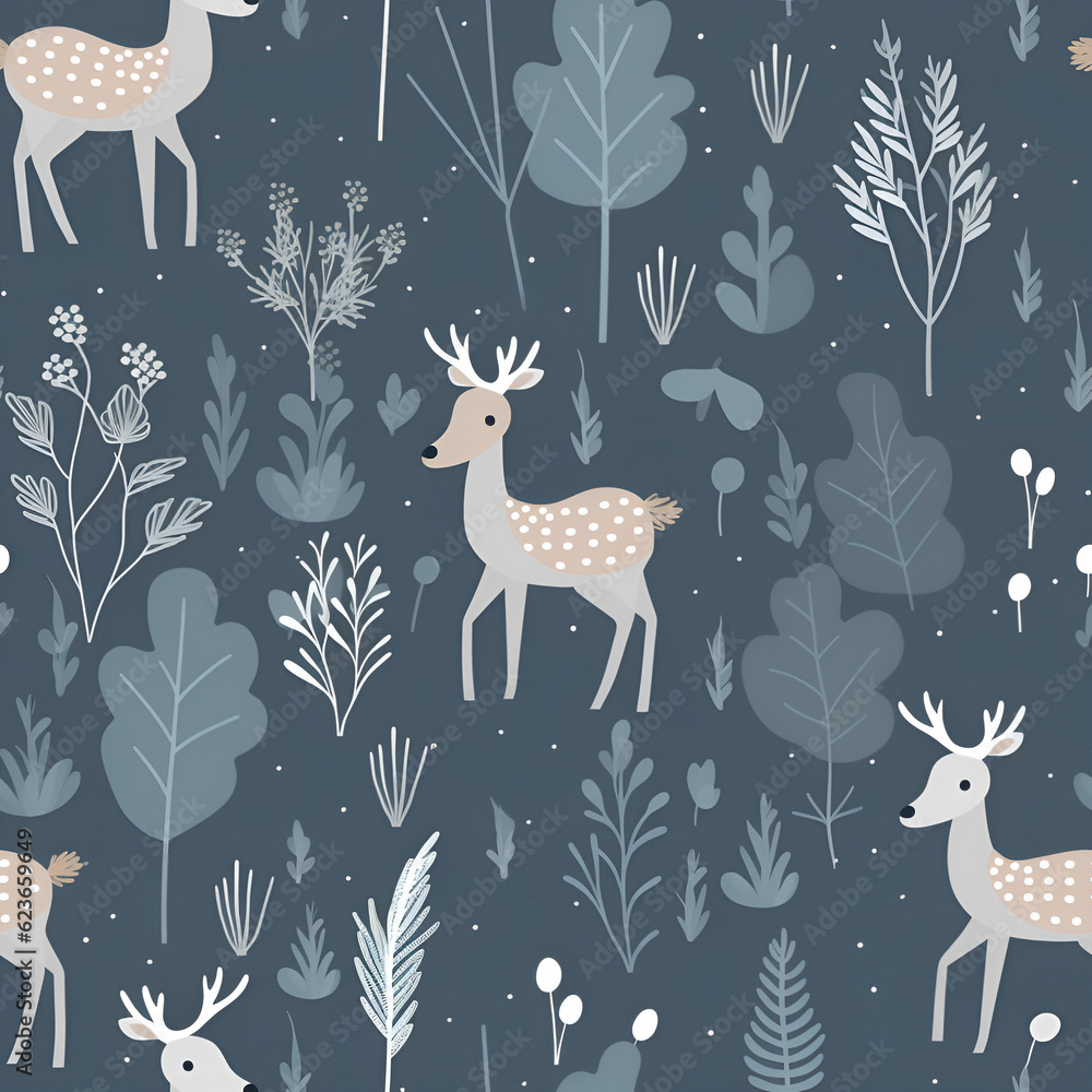 seamless pattern with deer,AI generated seamless pattern with deer,AI generated