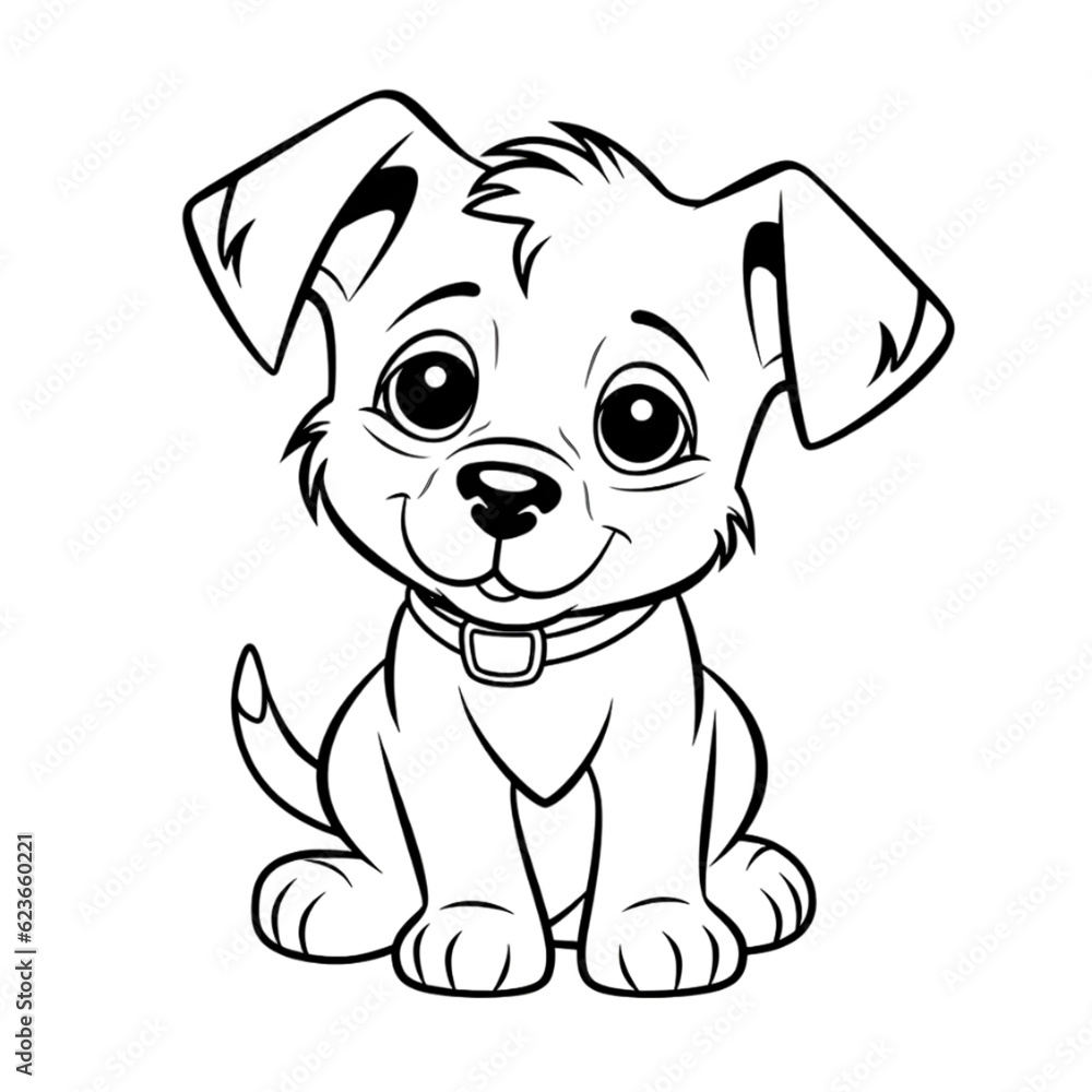 Coloring page outline of cartoon smiling cute little dog transparent background Coloring page outline of cartoon smiling cute little dog transparent background