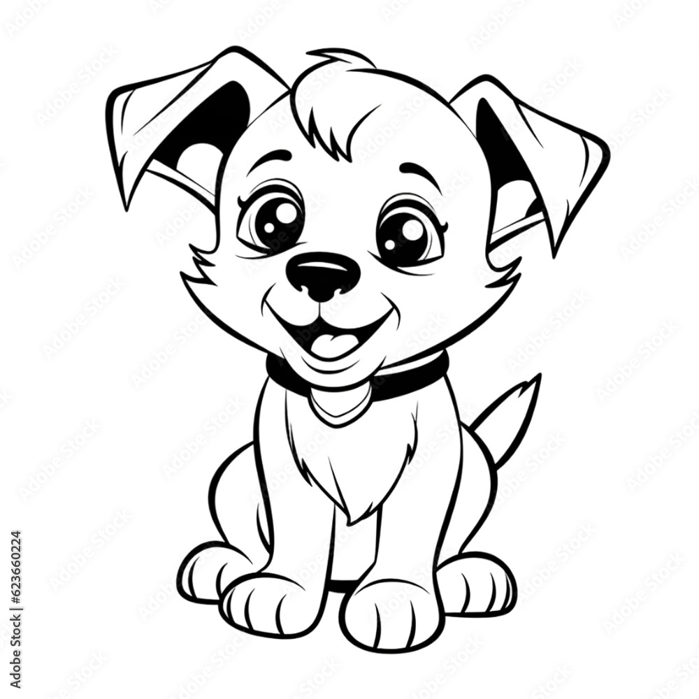Coloring page outline of cartoon smiling cute little dog transparent background Coloring page outline of cartoon smiling cute little dog transparent background