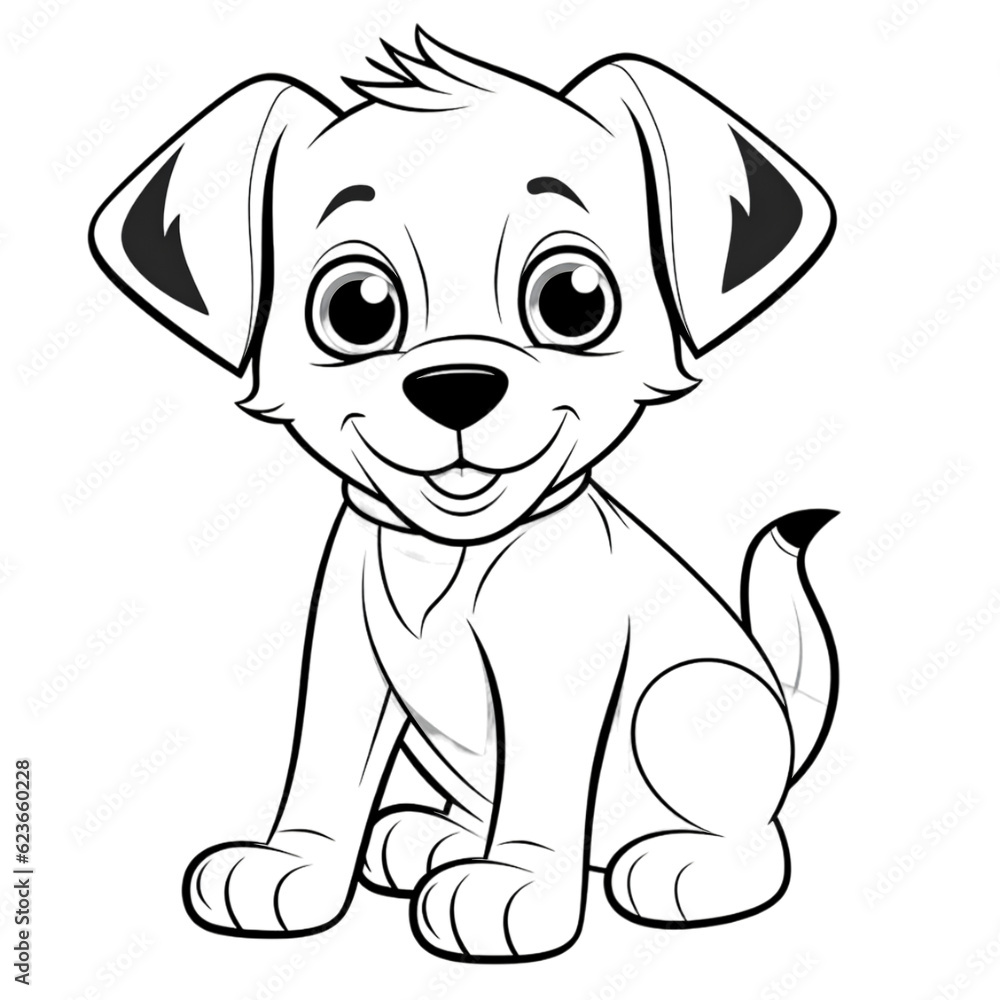 Coloring page outline of cartoon smiling cute little dog transparent background Coloring page outline of cartoon smiling cute little dog transparent background