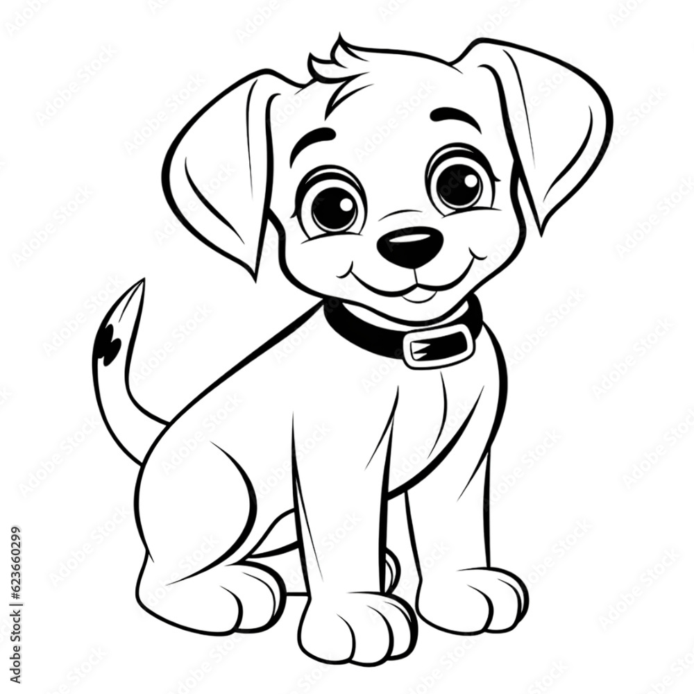 Coloring page outline of cartoon smiling cute little dog transparent background Coloring page outline of cartoon smiling cute little dog transparent background