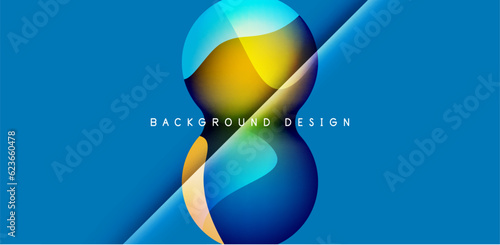 Bright abstract background glossy shiny circle and sphere composition. Minimalist geometric vector Illustration For Wallpaper, Banner, Background, Card