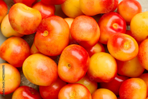 Texture of sweet yellow cherries as background