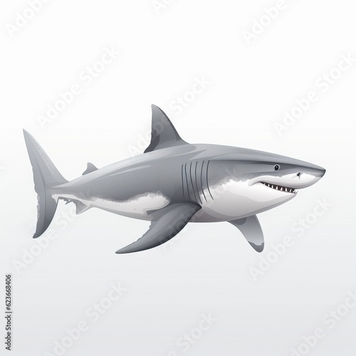  a shark is flying through the air with a white background and a black and white photo of it's mouth and teeth, and it's teeth. generative ai