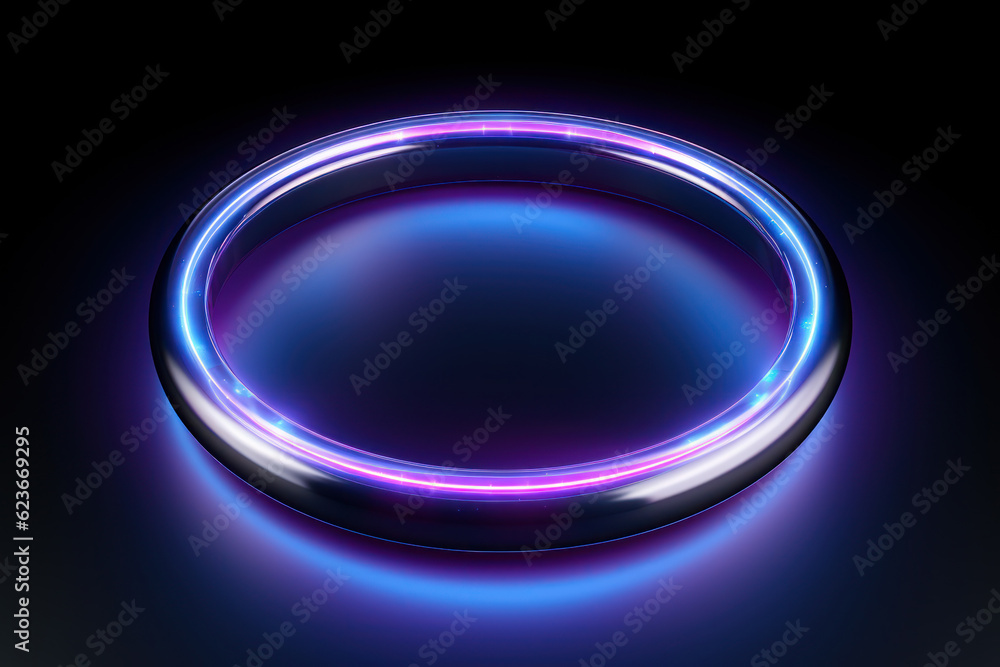 A metallic ring that shines in blue and purple, Generative AI A metallic ring that shines in blue and purple, Generative AI