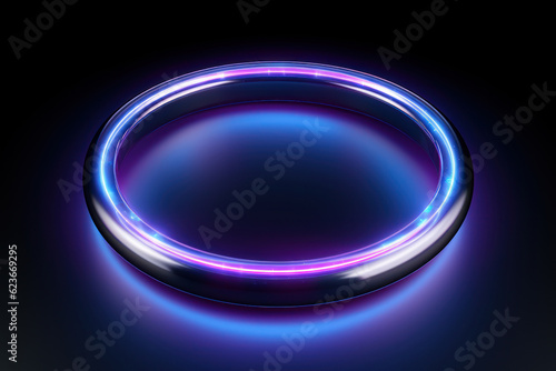 A metallic ring that shines in blue and purple, Generative AI