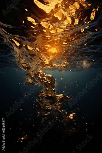 Black and gold ocean. AI generative