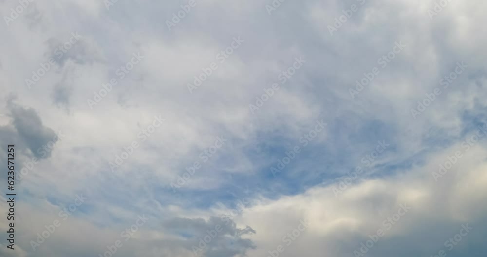 Grey cumulus clouds are disappearing in the wind. Cirrus cloudscape covering the sky. Timelapse. Grey cumulus clouds are disappearing in the wind. Cirrus cloudscape covering the sky. Timelapse.