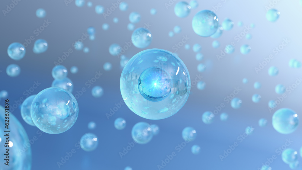 3D rendering Cosmetics Serum bubbles on defocus background. Collagen bubbles Design. Moisturizing Cream and Serum Concept. Vitamin for personal care and beauty concept. 3D rendering Cosmetics Serum bubbles on defocus background. Collagen bubbles Design. Moisturizing Cream and Serum Concept. Vitamin for personal care and beauty concept.
