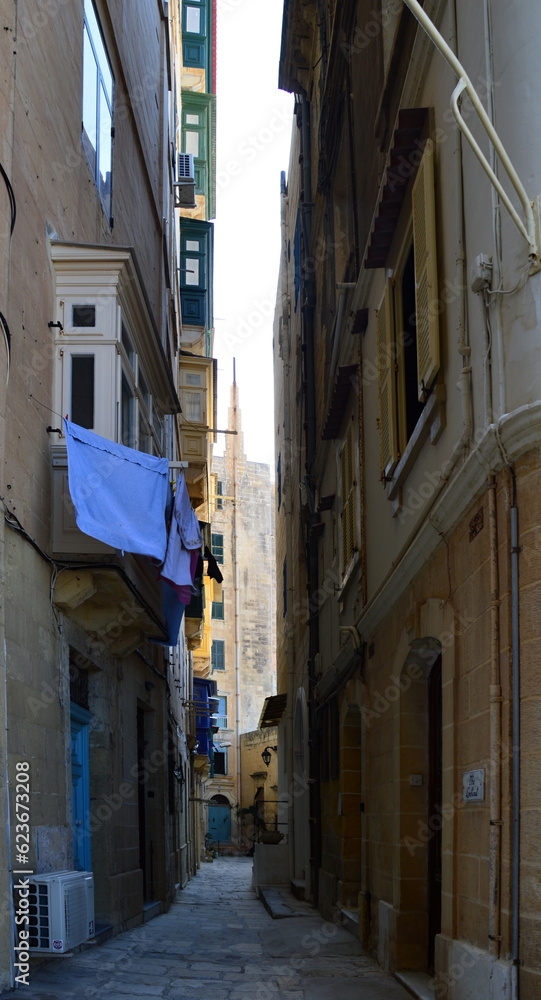 Narrow Street in the Old Town of Valletta, the Capital of Malta