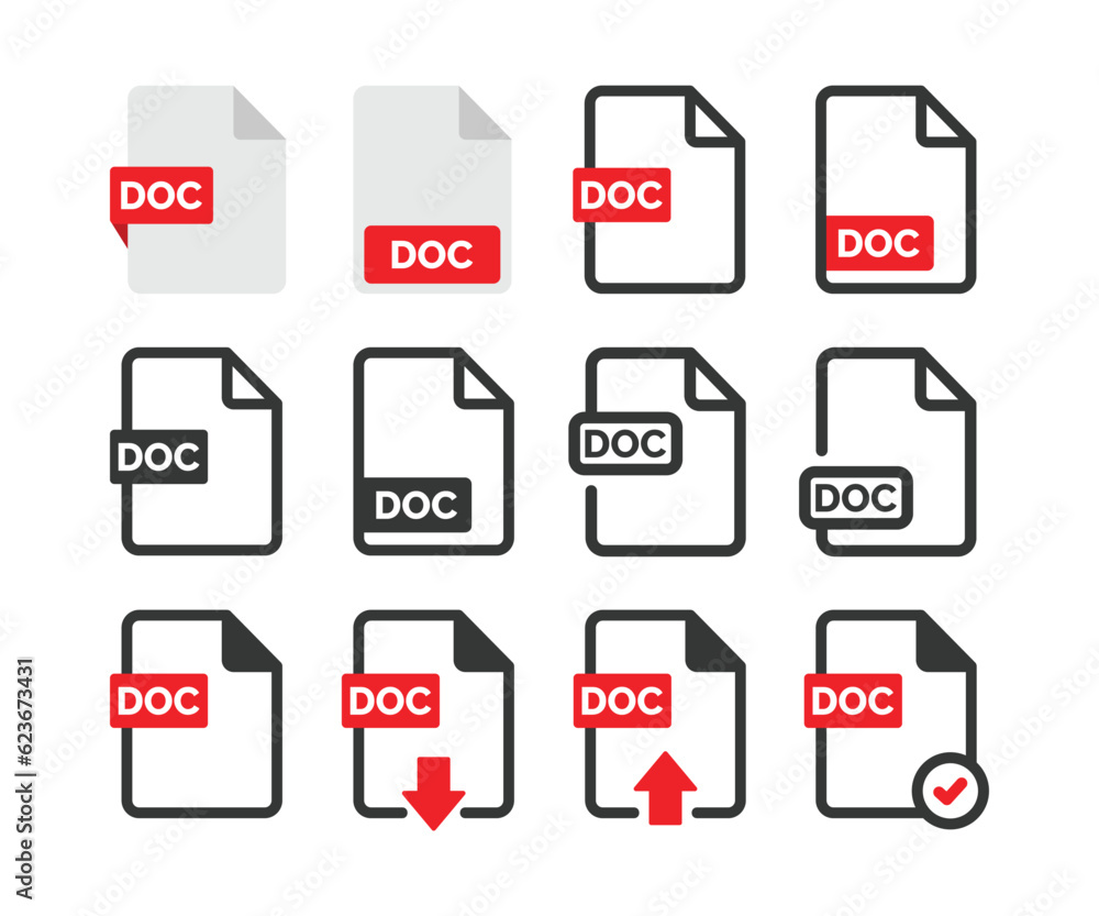 DOC file icon isolated on white background DOC file icon isolated on white background
