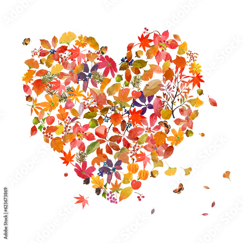 Belle forme de cœur de feuille d'automne pour votre conception