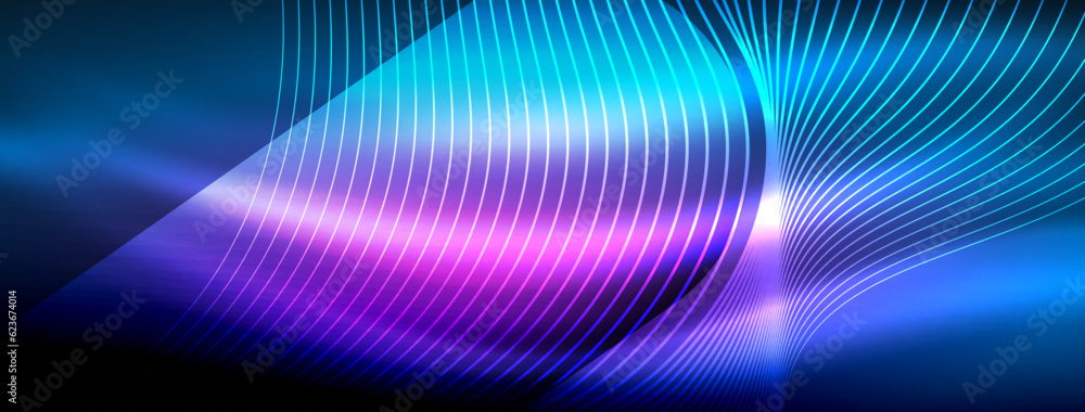 Glowing neon wave abstract background - vibrant, luminescent waves pulsate in a captivating and electrifying display Glowing neon wave abstract background - vibrant, luminescent waves pulsate in a captivating and electrifying display