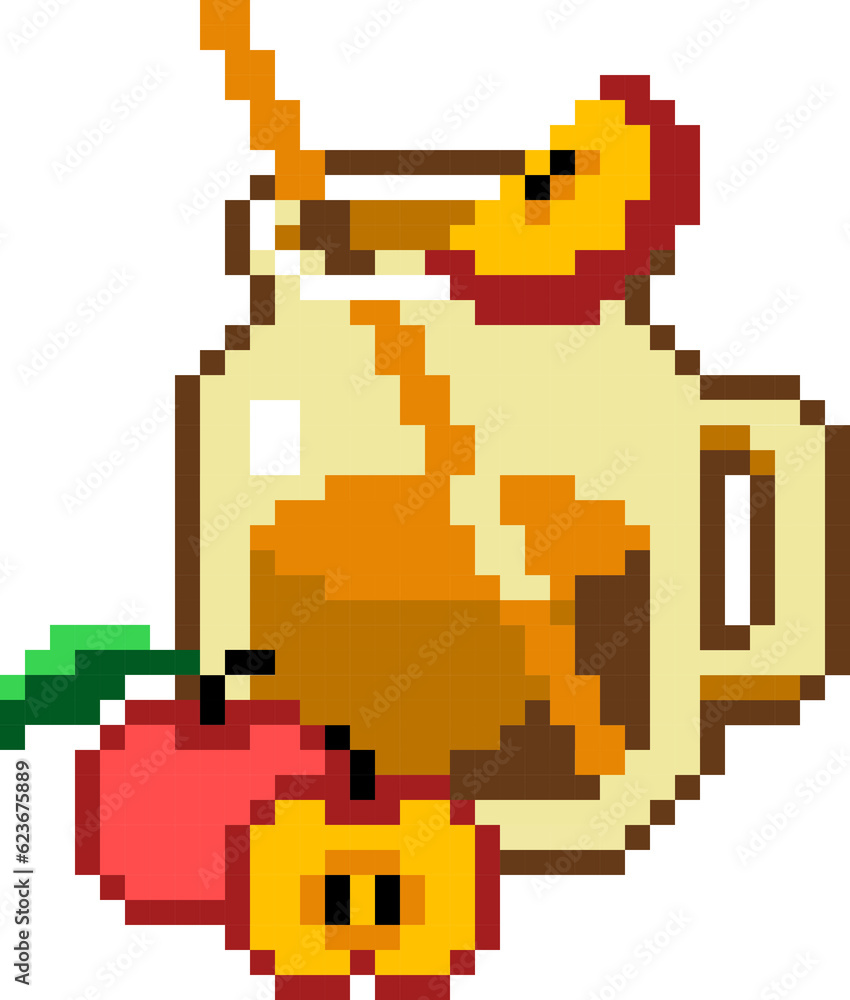 apple juice cartoon icon in pixel style apple juice cartoon icon in pixel style