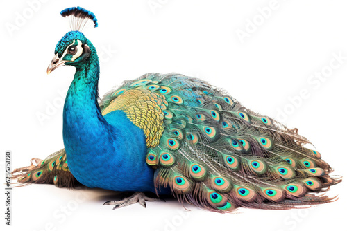 Peacock bird on white background