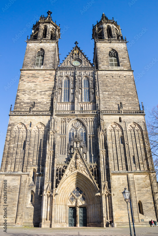 Front of the historic Dom church in Magdeburg, Germany