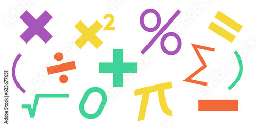 A Set of Pencils Math Icon Elements Illustration