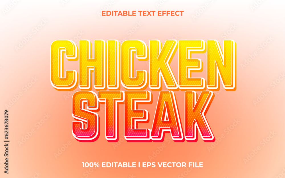 Chicken steak 3d editable text effect, template with 3d style use for logo and business brand Chicken steak 3d editable text effect, template with 3d style use for logo and business brand