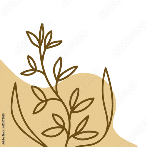 Corner Plant Line Sepia Winter Hazel