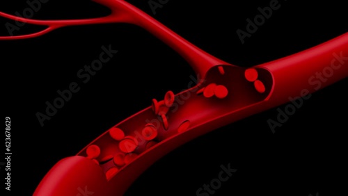 Dynamic Blood Cells in Motion. Blood Cells animation. blood cells flowing through a vein or artery in the body.