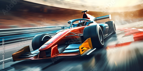Racing car high speed on dark background luxury background luxury design style dark background high speed car race competition generative ai  photo