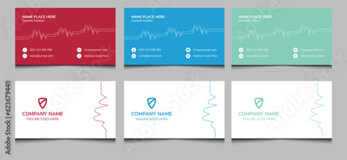 Simple clean creative elegant modern corporate identity company professional doctor healthcare medical hospital name visiting business card template design.