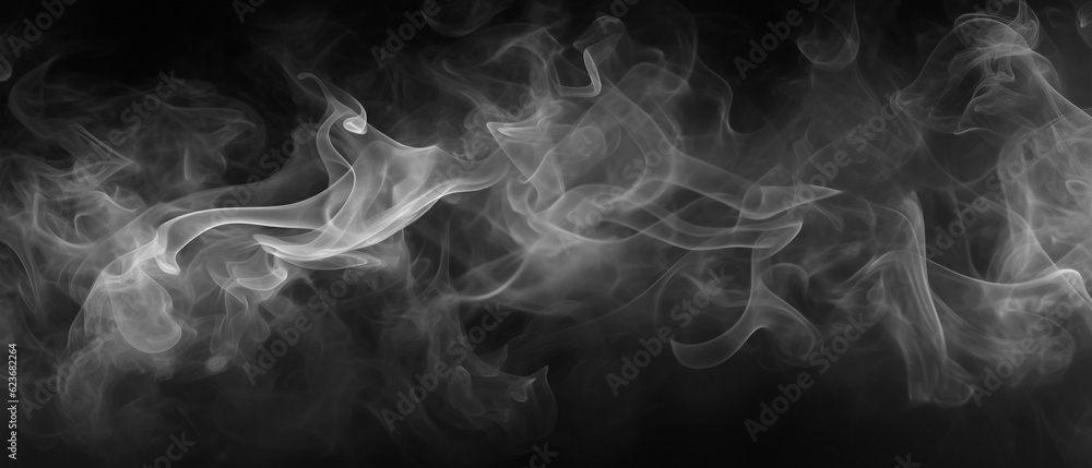 White smoke, flowing steam on a dark background. Smoky banner background White smoke, flowing steam on a dark background. Smoky banner background
