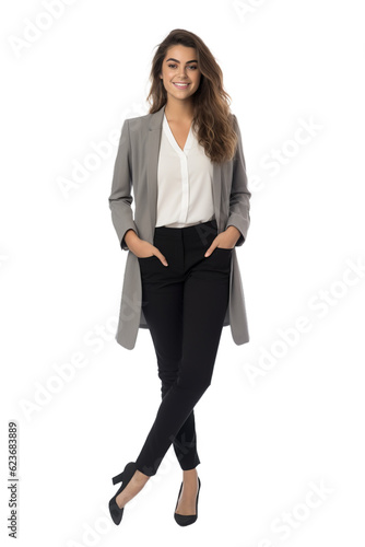 Businesswoman woman in formal clothes isolated on transparent background (PNG)