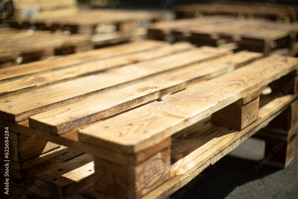 Wooden pallets. Made of planks. Craft furniture. Wooden pallets. Made of planks. Craft furniture.