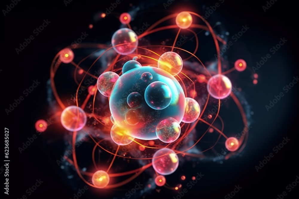 Atomic nucleus electrons neutrons protons. model shows that an atom is mostly empty space, with electrons orbiting a fixed, positively charged nucleus in set, predictable paths. Atomic nucleus electrons neutrons protons. model shows that an atom is mostly empty space, with electrons orbiting a fixed, positively charged nucleus in set, predictable paths.