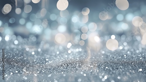 abstract background of glitter vintage lights . silver and white generative AI photo