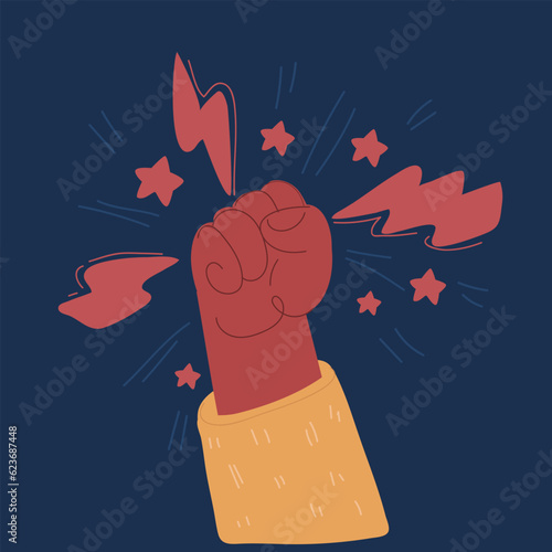 Cartoon vector illustration of fist power.