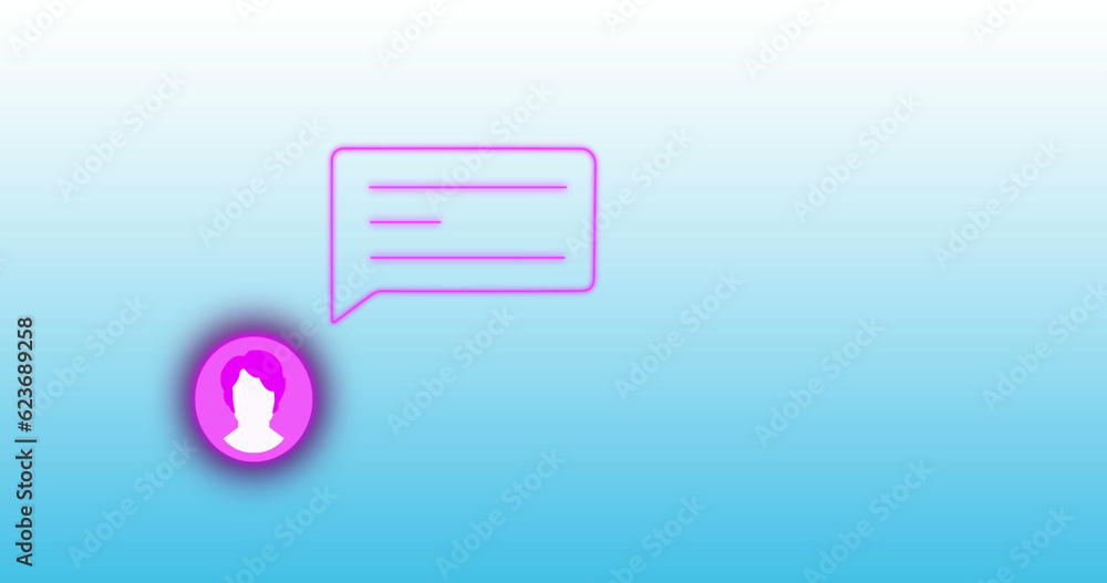 Composite of social media message icon over blue background Composite of social media message icon over blue background