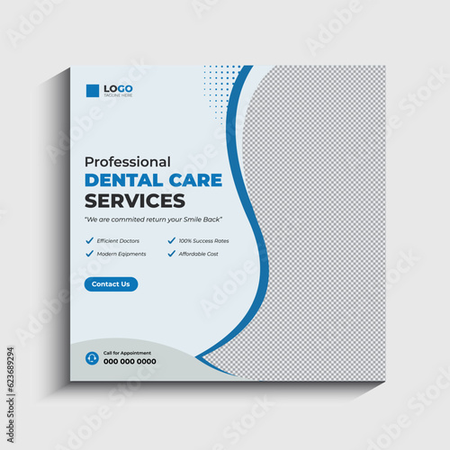 Modern Dentist and dental care social media post or web banner template