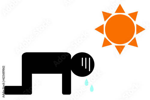 An icon of a person who collapsed due to heat stroke.