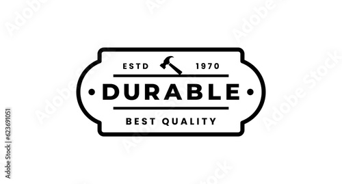 Durable logo vector or Durable sign vector isolated in flat style. Best Durable logo vector for product design element. Durable sign vector for product packaging design element.
