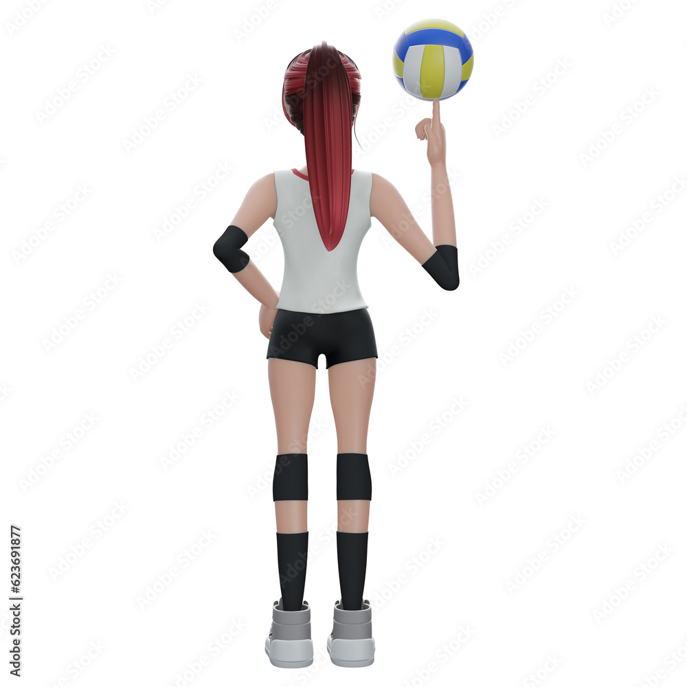 Rear view of sportsman hitting volleyball