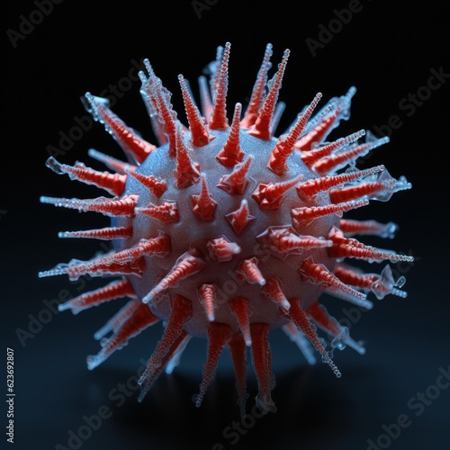 Coronavirus 2019-nCov novel coronavirus concept. Microscope virus close up. Generative Ai