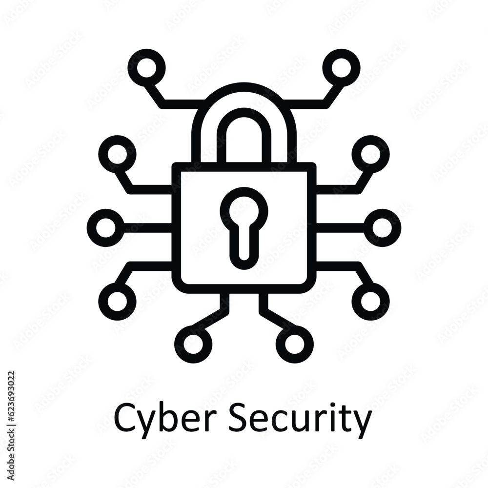 Cyber Security Vector outline Icon Design illustration. Cyber security Symbol on White background EPS 10 File Cyber Security Vector outline Icon Design illustration. Cyber security Symbol on White background EPS 10 File