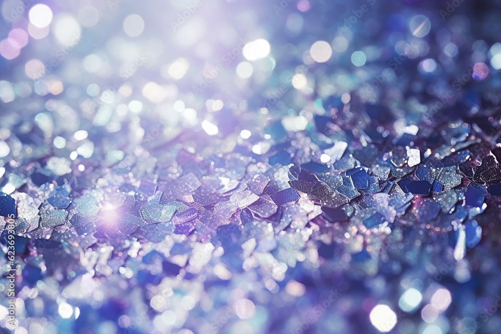 Ai generative. Abstract glitter silver, purple, blue defocused lights background
