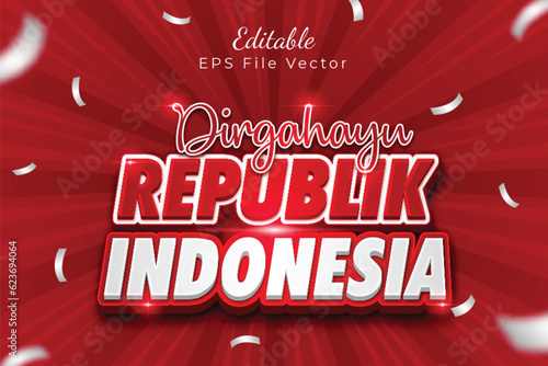 3D vector indonesia independence day editable text effect template