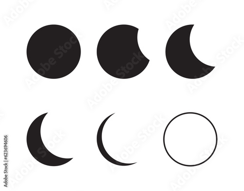 Set of moon progress shape icon isolated vector illustration.