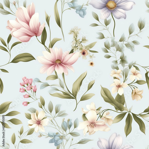seamless pattern with pink flowers © HappyTime 17